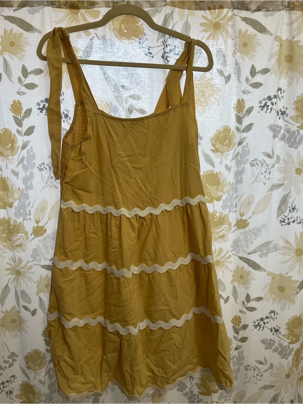 Sleeveless Mustard Yellow Tiered Summer Dress